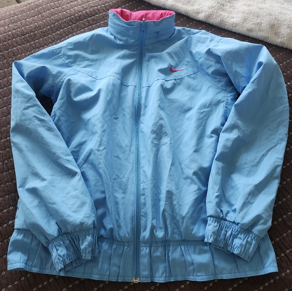 NikeFITORY Windbreaker Blue Jacket with Pink Accents
